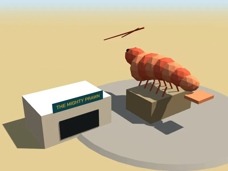 The Mighty Prawn, a low-poly model in Roo Road Rescue